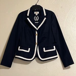 Talbots Nautical Academia Navy & White Blazer Gold buttons size 4